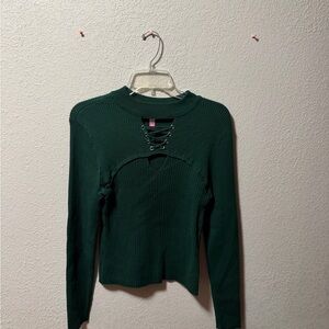 Green Lace-Up Women's Top
